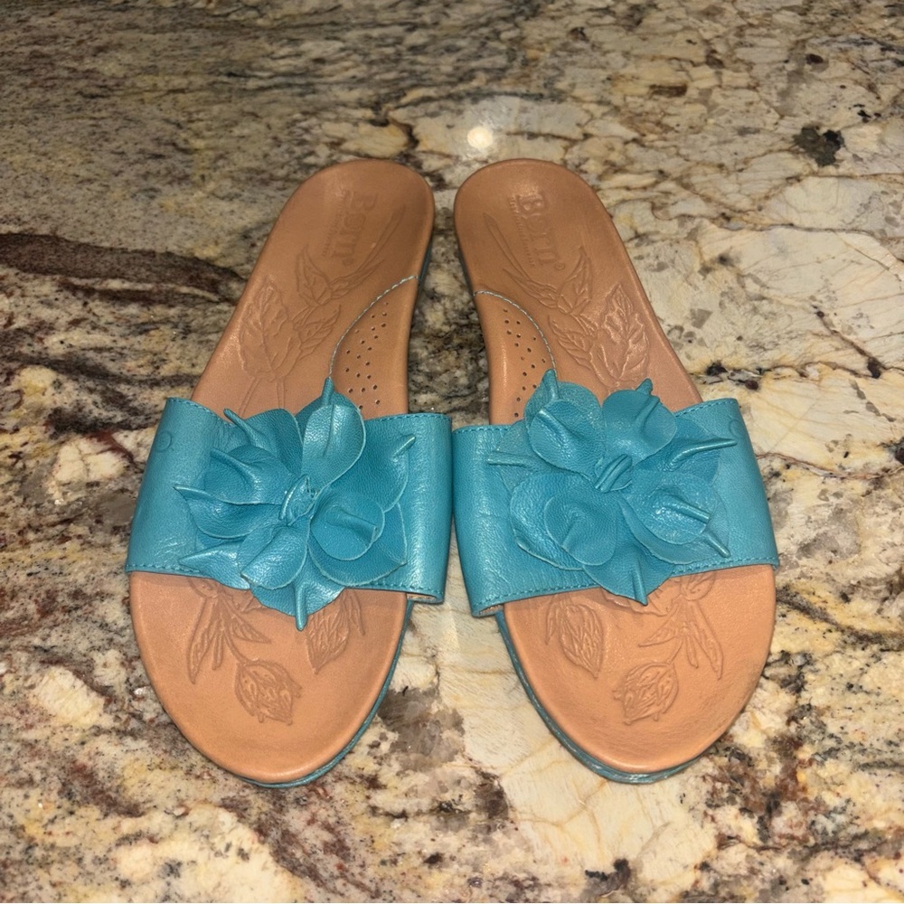 b.o.c. Teal Floral Slide Sandals - Picture 2 of 9